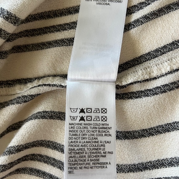 Lucky Brand women’s boho blouse tunic mandarin collar cream stripe size L - Picture 14 of 14